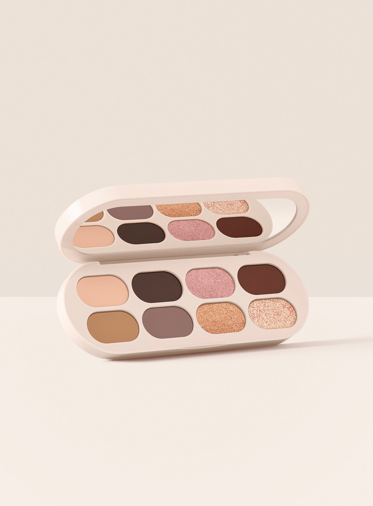 Rare Beauty's Essential Neutrals eyeshadow palette with matte and metallic neutral eyeshadows